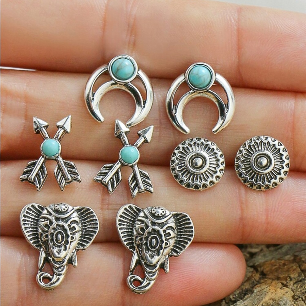 4 pair silver earrings